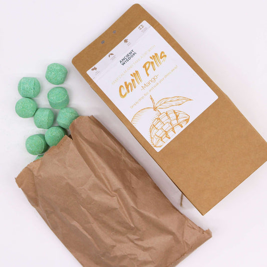 Chill Pills Gift Pack 350g by The Bliss Co with mango flavor, featuring colorful candies in a gift box.