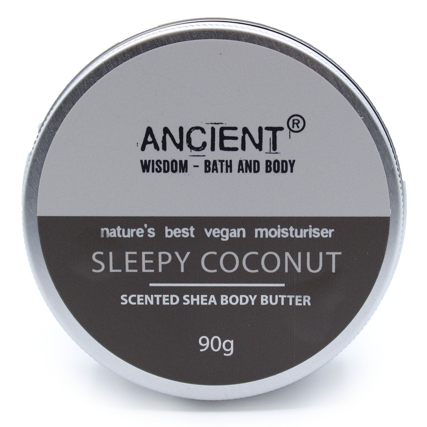 Scented Shea Body Butter by The Bliss Co in a 90g jar featuring Sleepy Coconut fragrance, with a creamy texture and tropical scent.