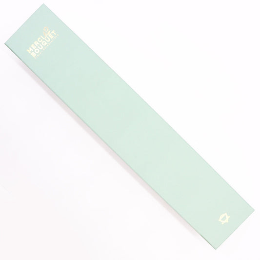 White and ivory soap flower gift box from The Bliss Co, featuring an extra long wedding blessings themed decorative box.