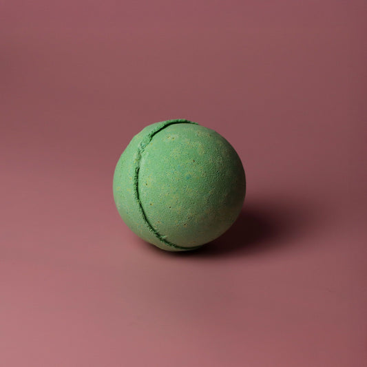 Set of 3 jumbo bath bombs by The Bliss Co featuring peppermint and tea tree, each 180g, with colorful swirling designs.