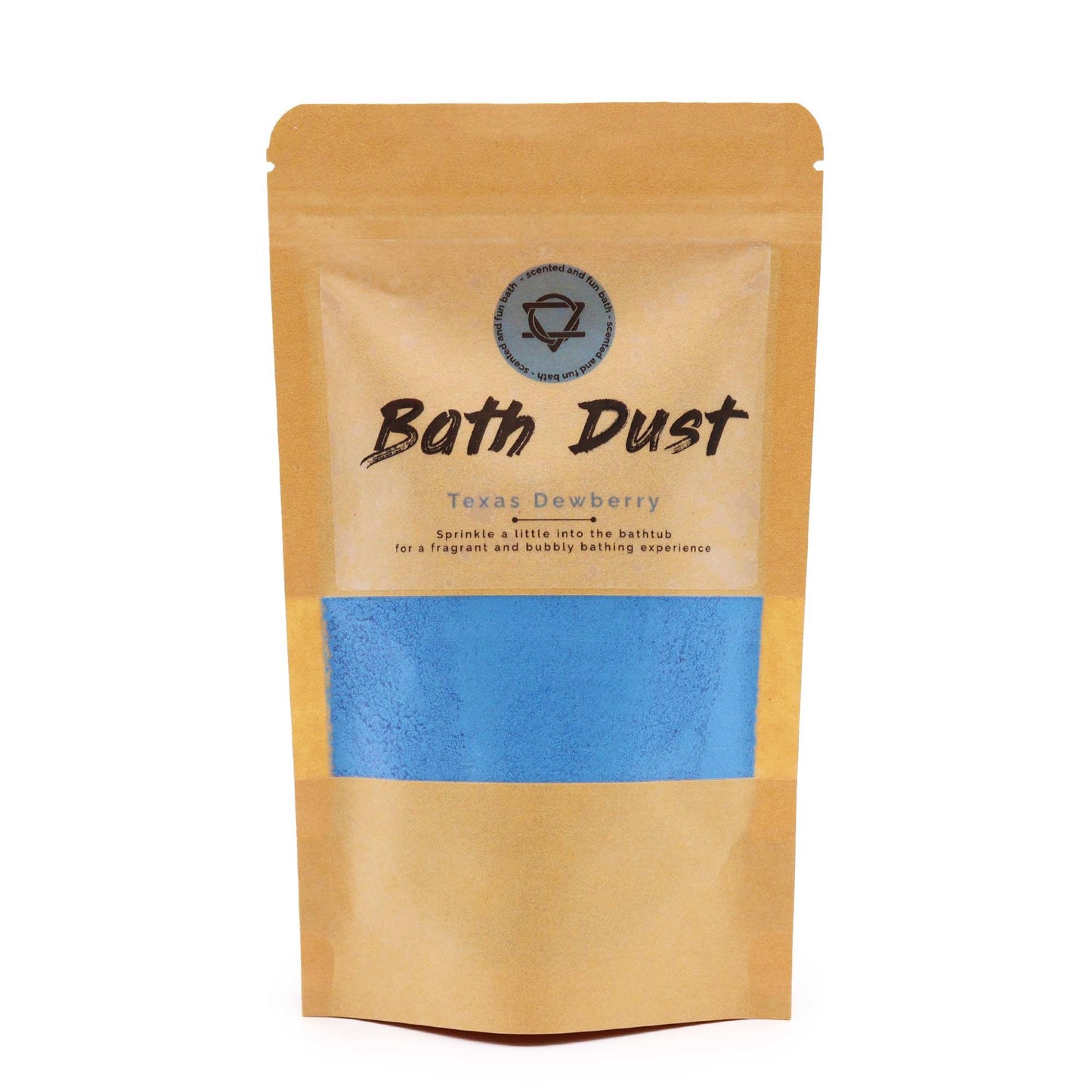 Texas Dewberry Bath Dust by The Bliss Co in 190g jar, showcasing the elegant packaging and natural bath dust product.