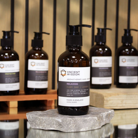 Aromatherapy Sandalwood and Rose Hand & Body Wash by The Bliss Co in 250ml bottle, showing the product label and pump dispenser.