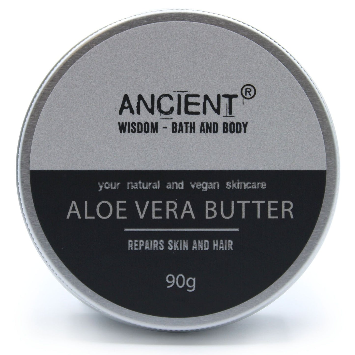 Pure Body Butter 90g by The Bliss Co with aloe vera, showing a creamy white body moisturizer in a jar.