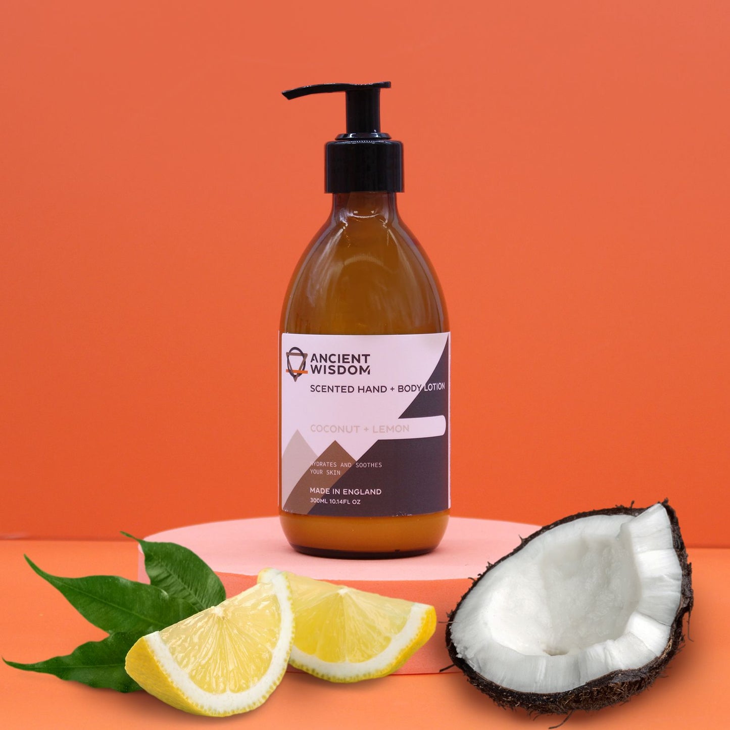 The Bliss Co Coconut & Lemon Lotion 300ml bottle with a sleek design, ideal for moisturizing hands and body.