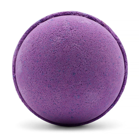Set of 3 Blackberry Jumbo Bath Bombs by The Bliss Co, 180g each, showing vibrant purple and black bath bombs with floral accents.