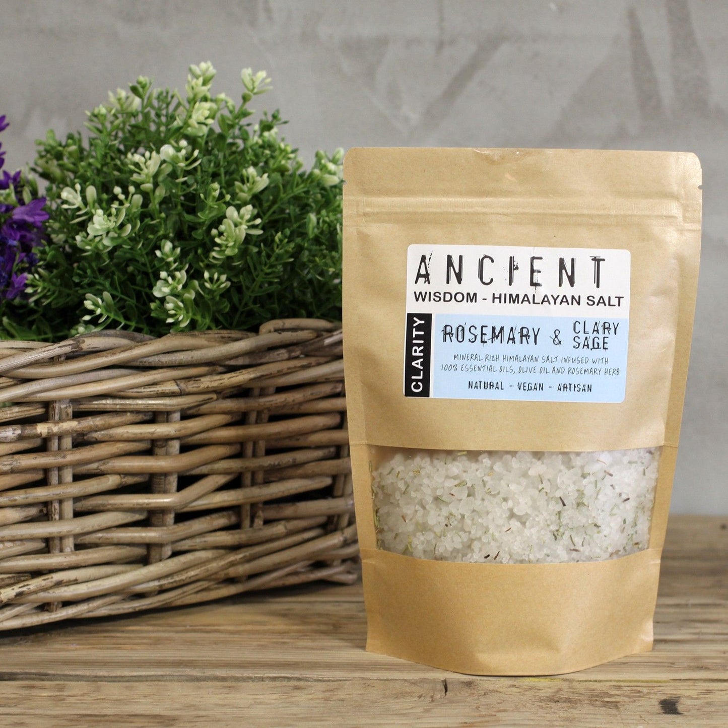 Himalayan Bath Salt Blend 500g by The Bliss Co displayed in a jar with pink Himalayan salt crystals, ideal for relaxing baths.