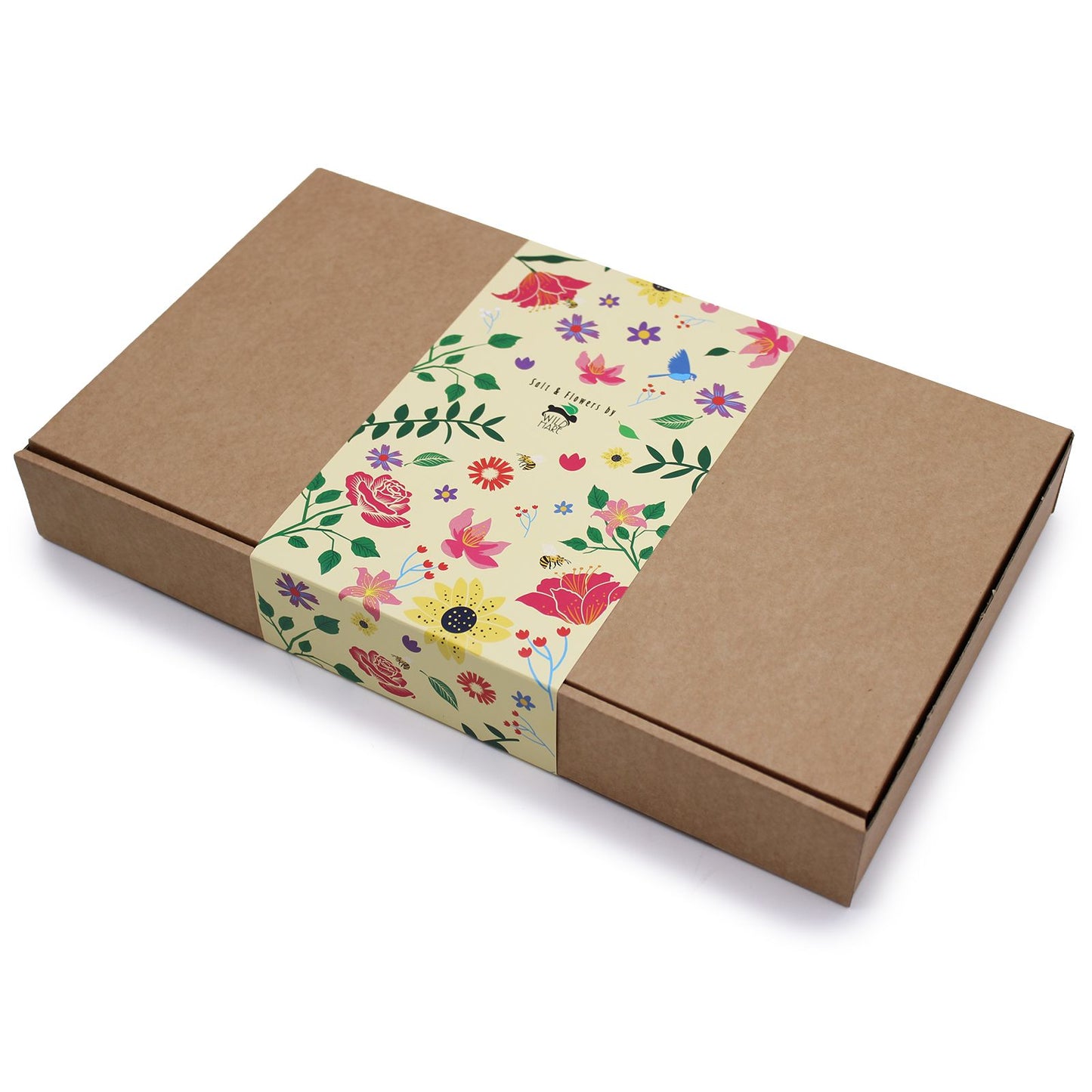 Wild Hare Salt Soak Set by The Bliss Co featuring detoxifying salts and dried flowers in a relaxing bath ritual arrangement.