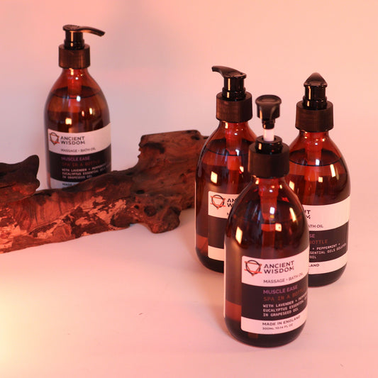 Aromatherapy massage and bath oil by The Bliss Co in a 300ml pump bottle, designed for toning and firming skin.