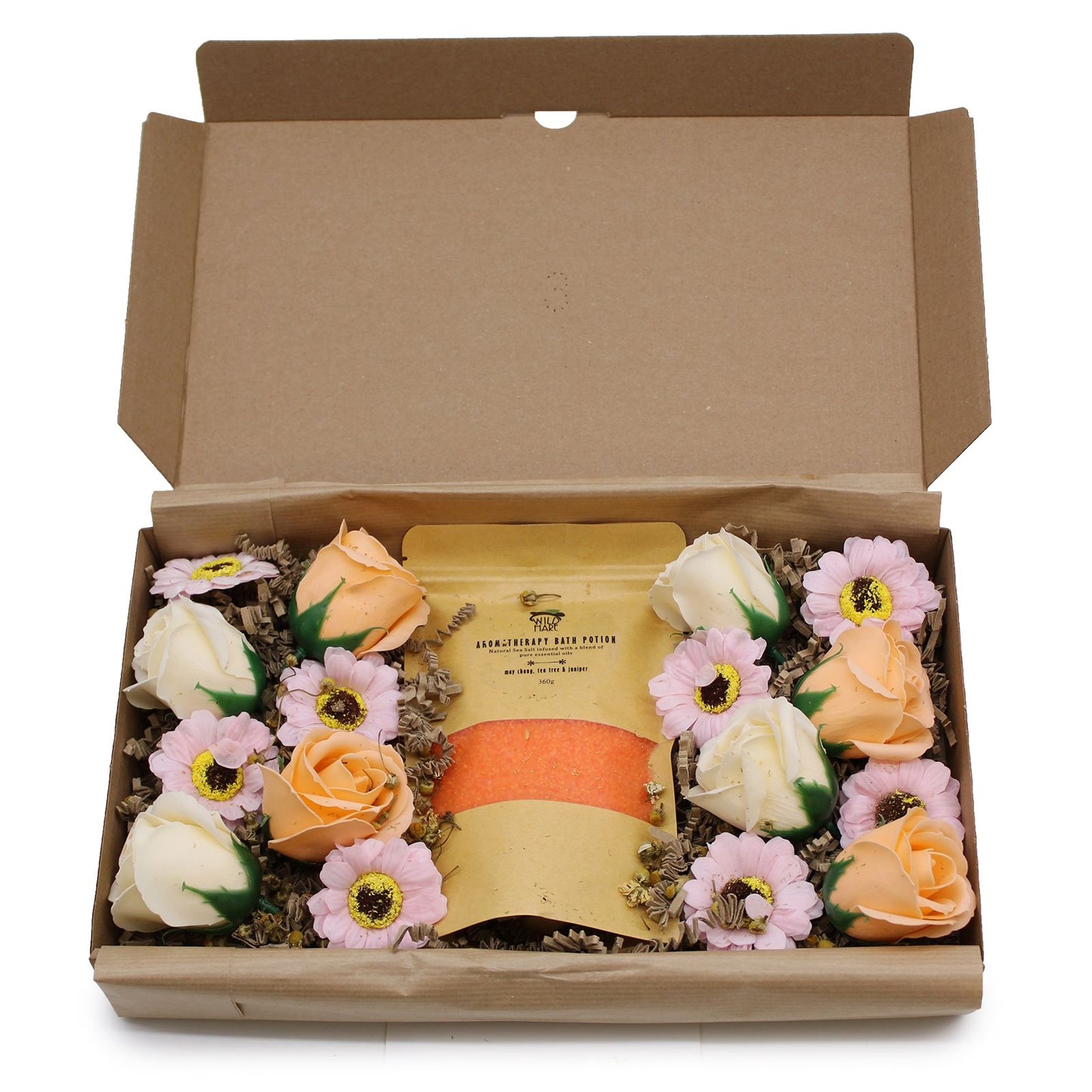 Wild Hare Salt Soak Set by The Bliss Co featuring mineral-rich salts and dried flowers for a total detox bath experience.