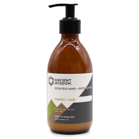 The Bliss Co Mango & Lime Lotion 300ml, scented hand and body moisturizer with tropical mango and lime fragrance.