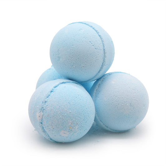 Lavender and marjoram essential oil bath bomb from The Bliss Co, relaxing bath bomb with floral herbs in a colorful package