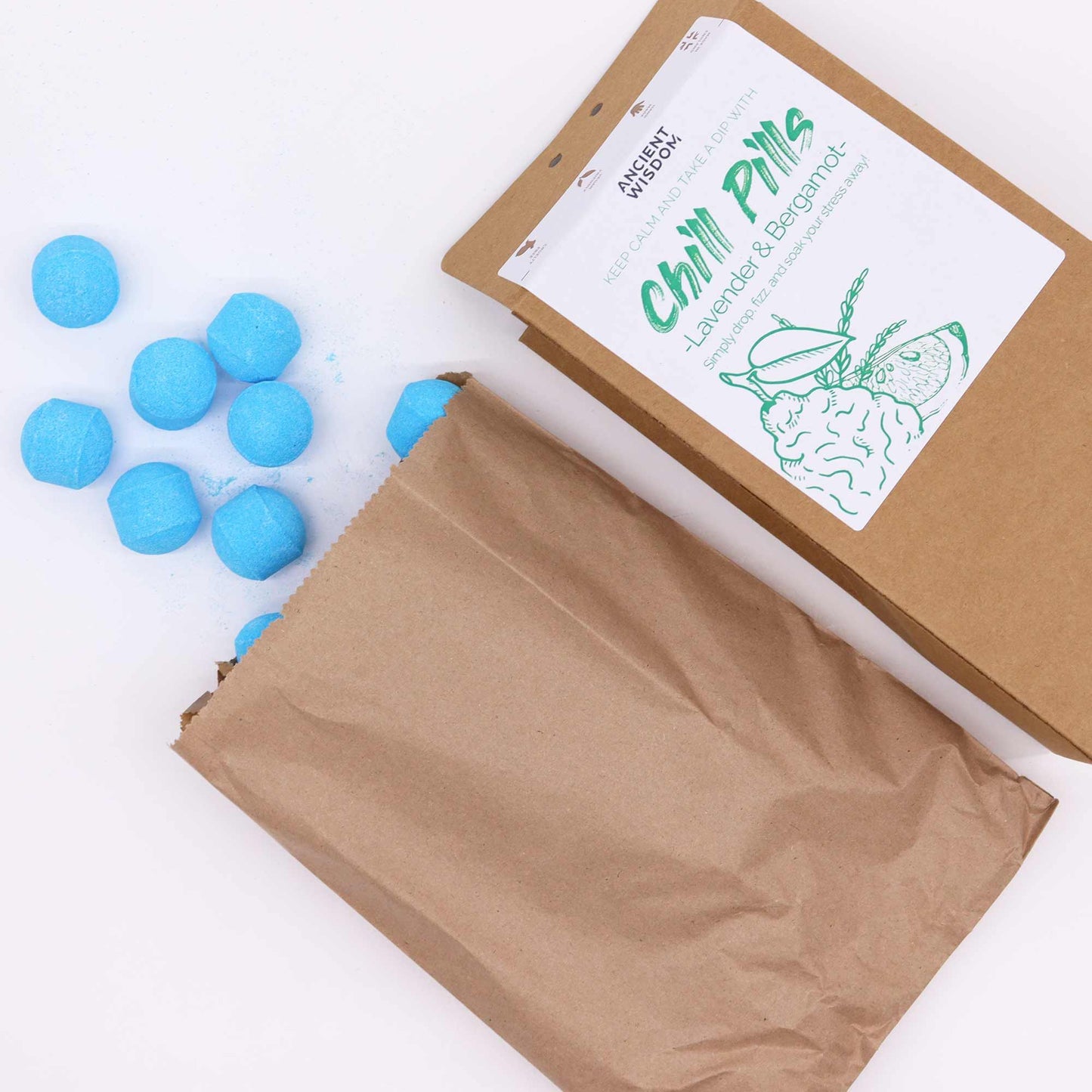 Chill Pills Gift Pack 350g by The Bliss Co featuring lavender and bergamot scented chill pill gift set.