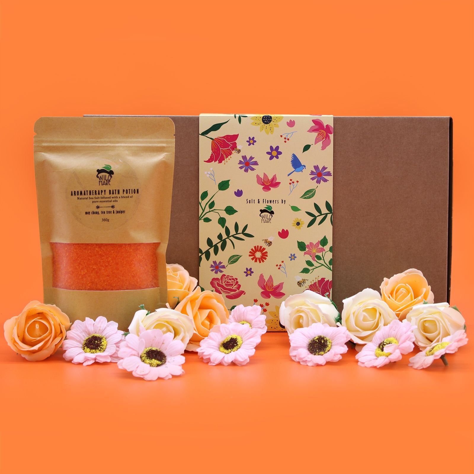 Wild Hare Salt Soak Set by The Bliss Co featuring natural salts and dried flowers for a relaxing total detox bath.