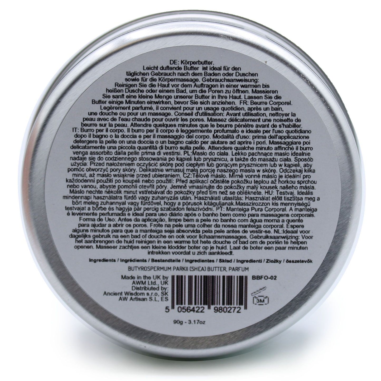 Scented Shea Body Butter by The Bliss Co in 90g jar, featuring creamy texture and Crazy Mango fragrance, with a smooth, luxurious appearance.