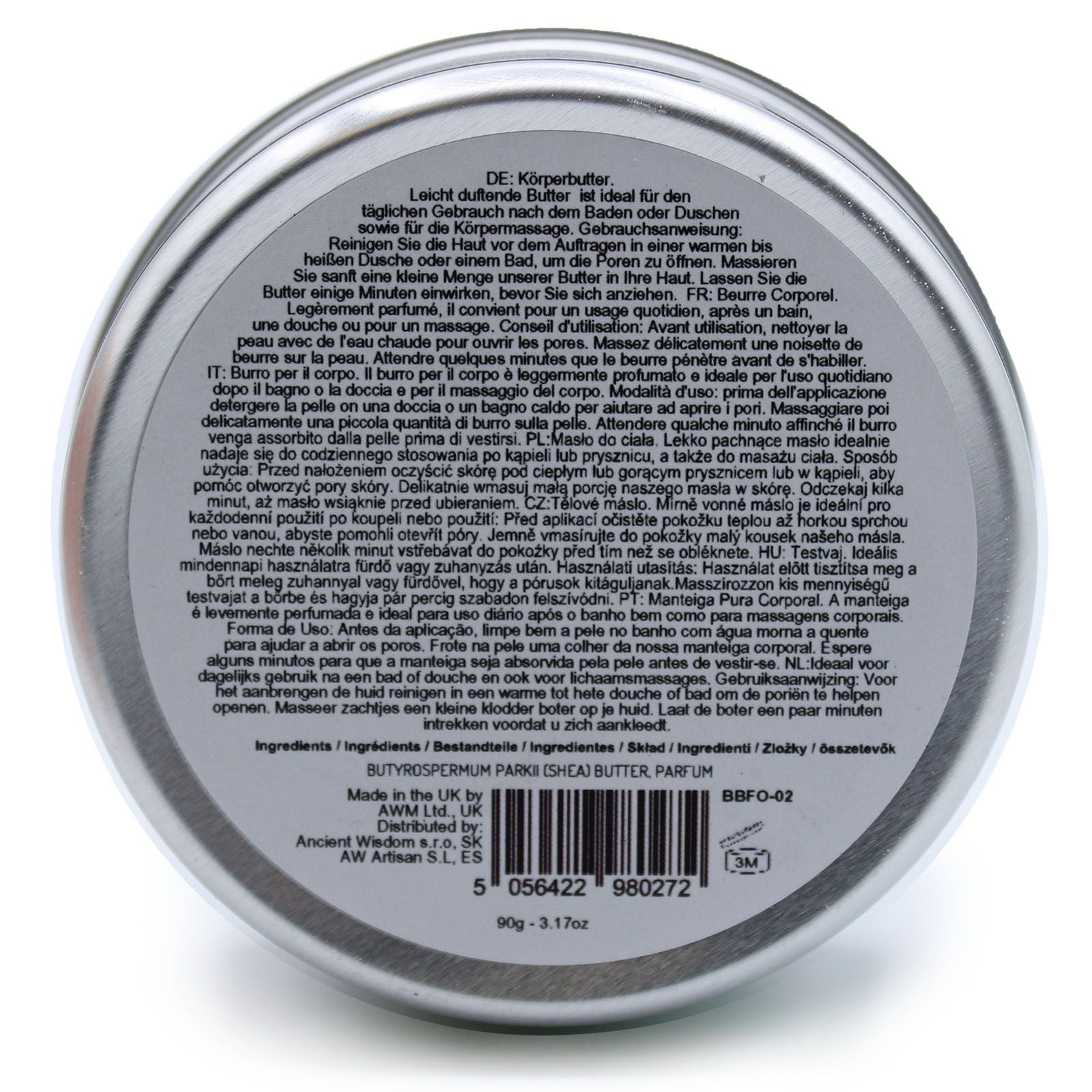 Scented Shea Body Butter by The Bliss Co in 90g jar, featuring creamy texture and Crazy Mango fragrance, with a smooth, luxurious appearance.
