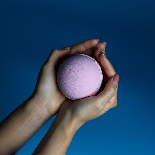Set of three Jumbo Very Berry Bath Bombs from The Bliss Co, 180g each, showing colorful spherical bath bombs for relaxing bath time.