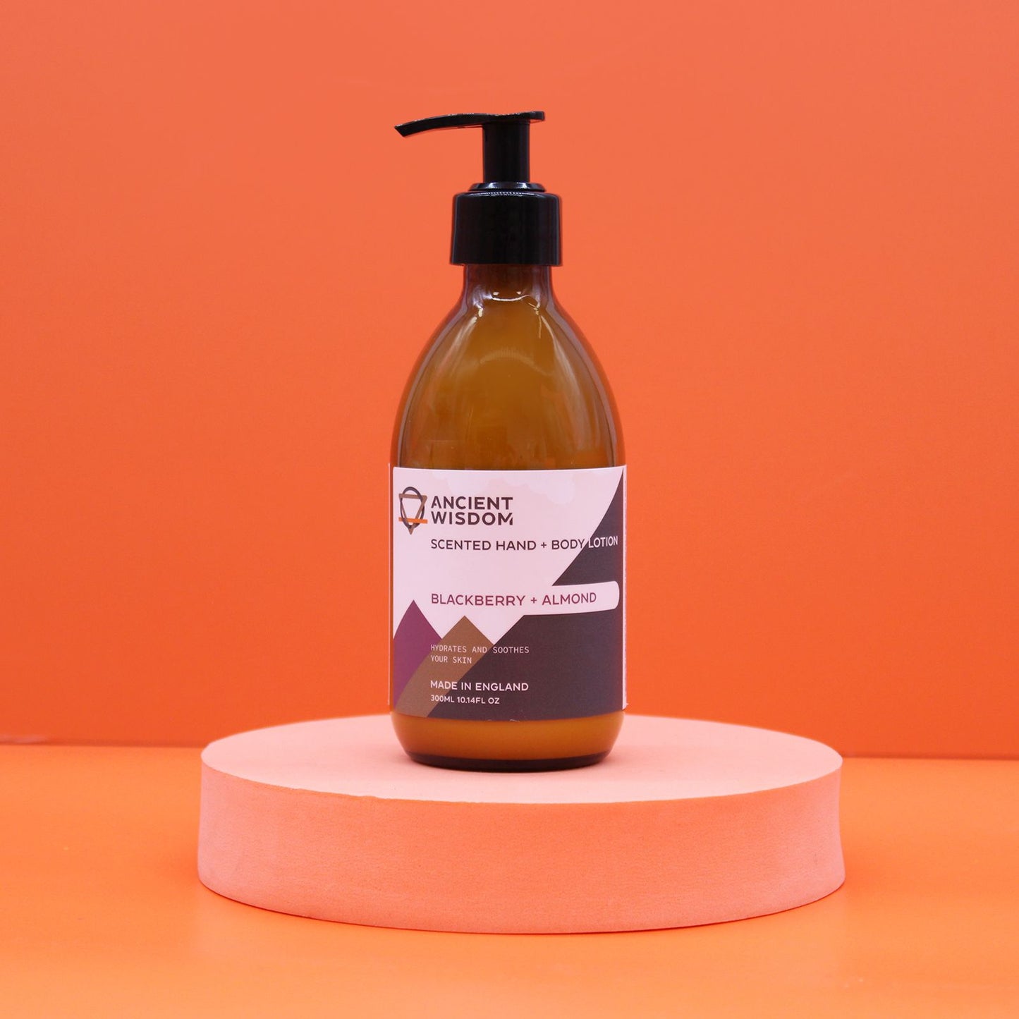 Blackberry & Almond fragranced hand and body lotion by The Bliss Co in a 300ml bottle, showing the lotion container with a label.