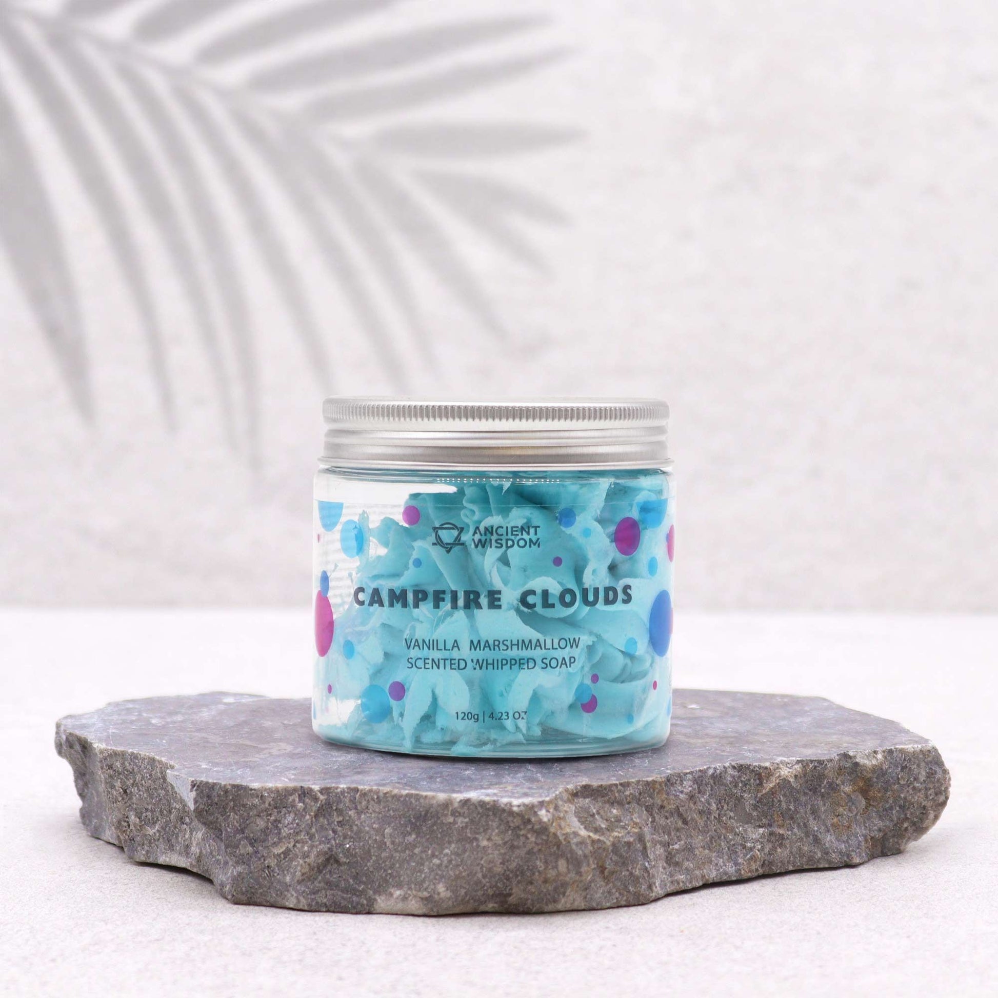 Creamy Marshmallow Whipped Soap by The Bliss Co in a 120g jar, showing fluffy, smooth whipped soap texture.
