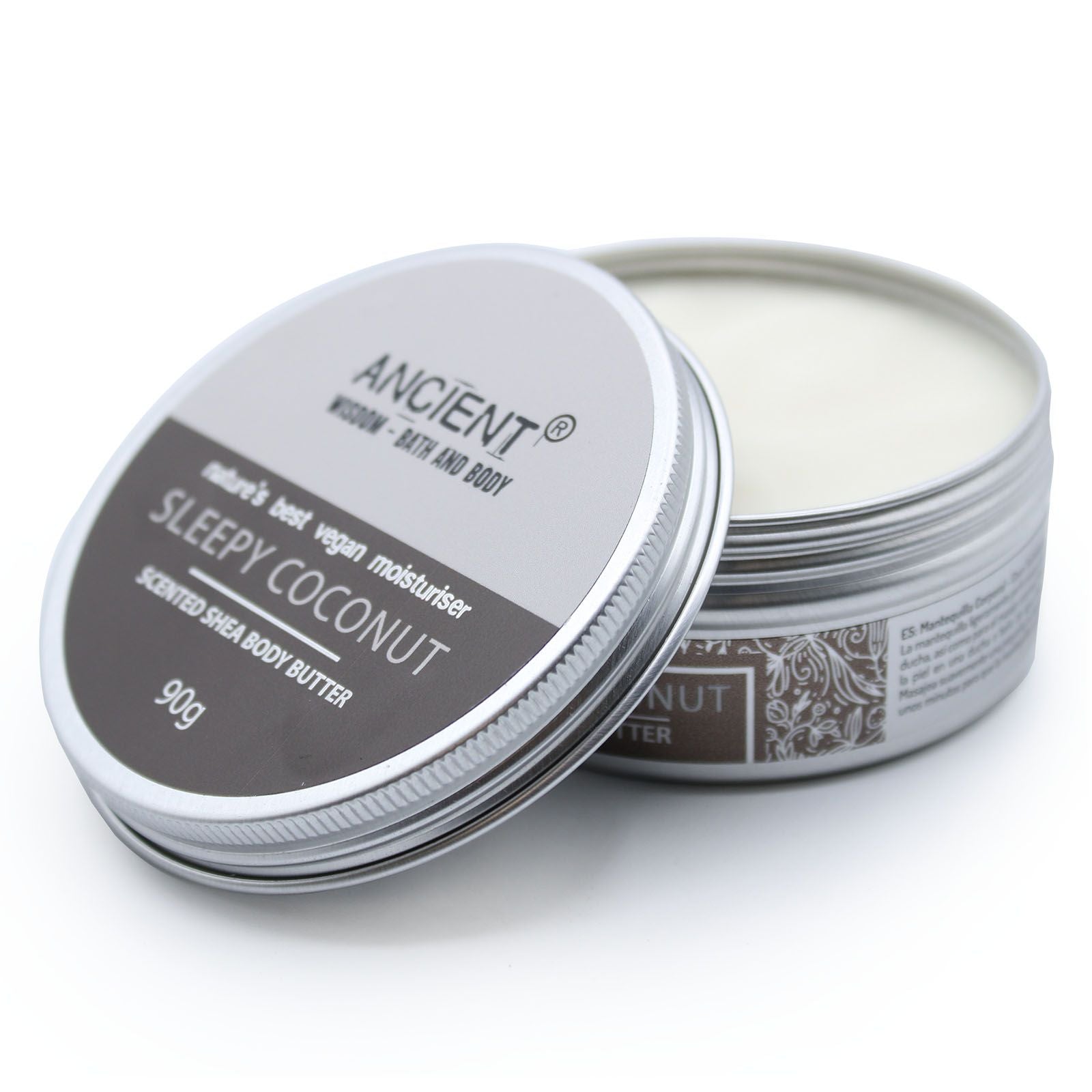 Scented Shea Body Butter by The Bliss Co in 90g jar, featuring Sleepy Coconut fragrance and creamy texture.