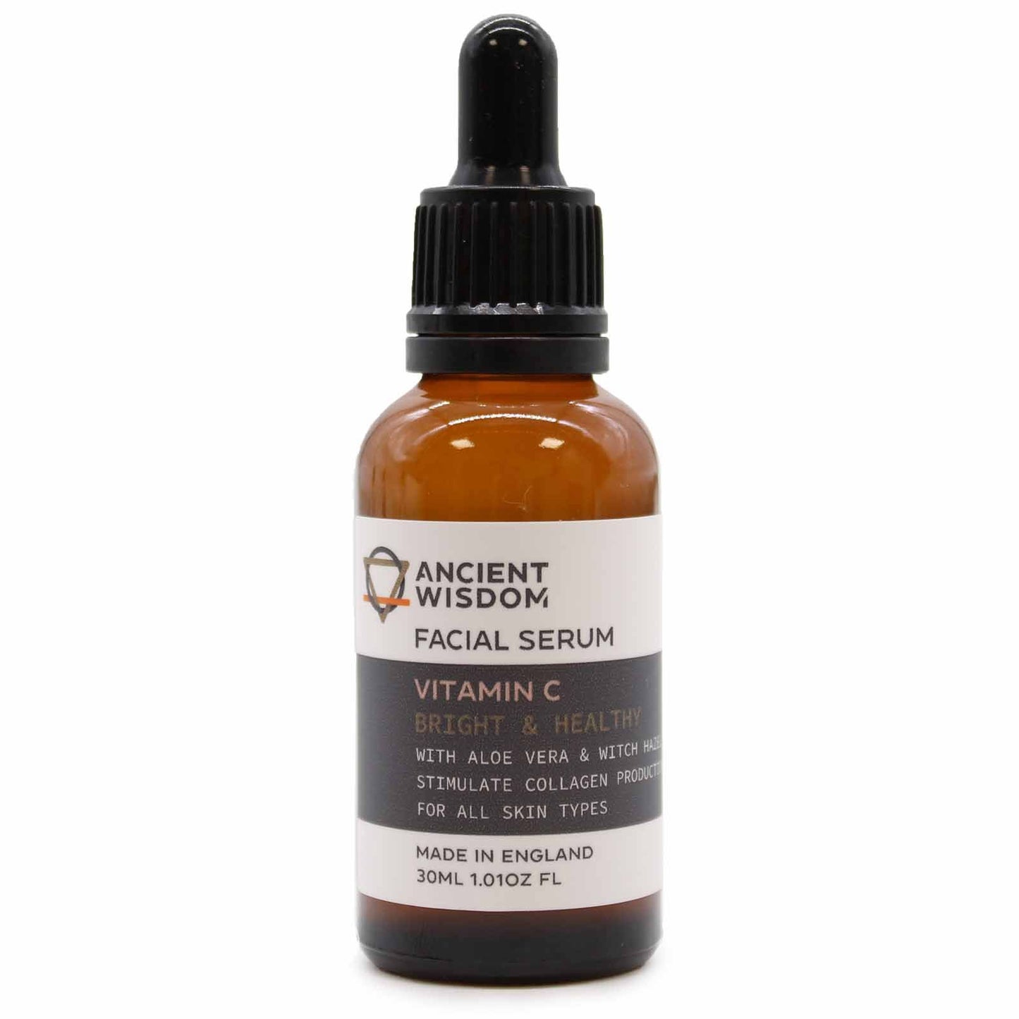 The Bliss Co Vitamin C Face Serum bottle showing a clear glass container with a dropper, labeled as a facial serum for brightening skin.
