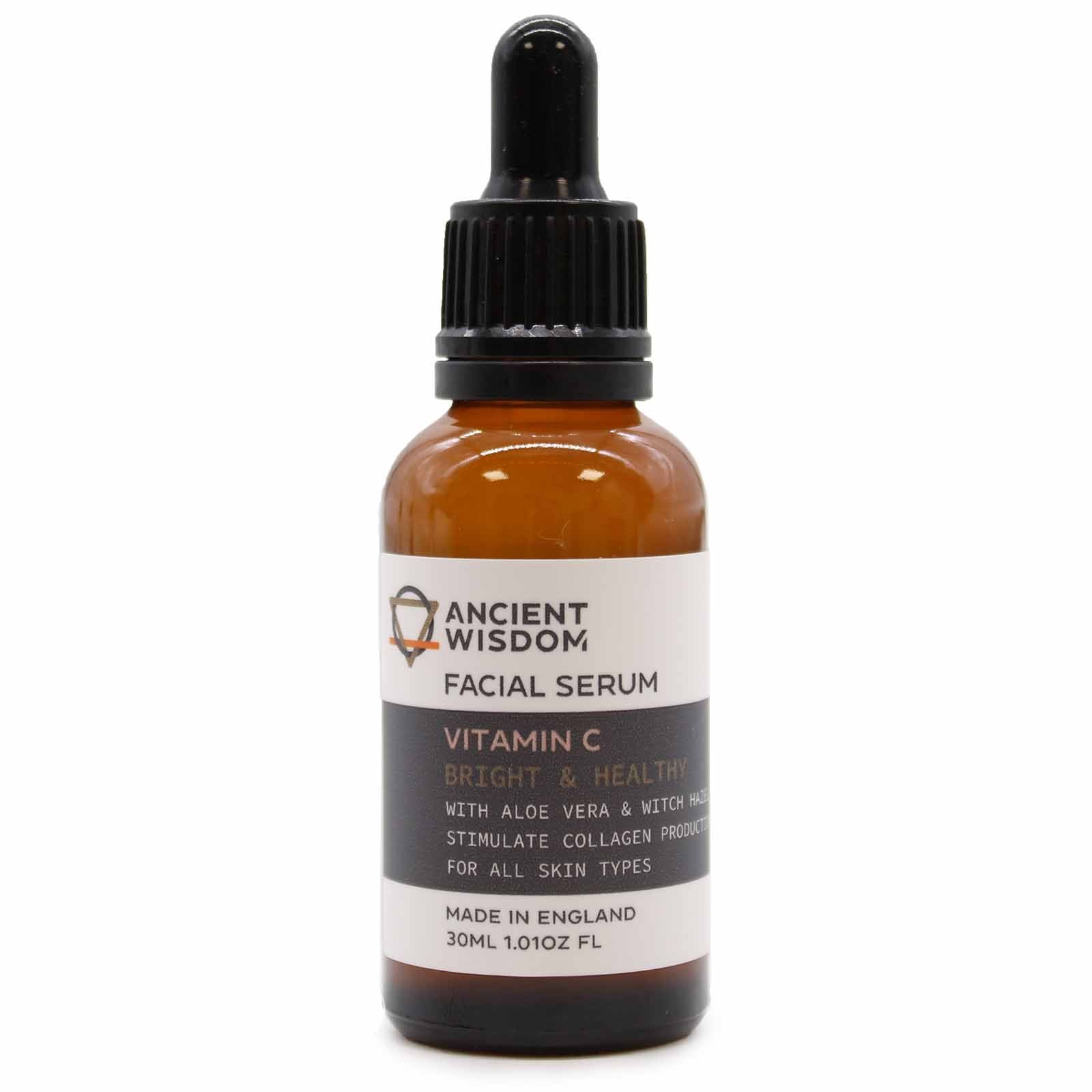 The Bliss Co Vitamin C Face Serum bottle showing a clear glass container with a dropper, labeled as a facial serum for brightening skin.