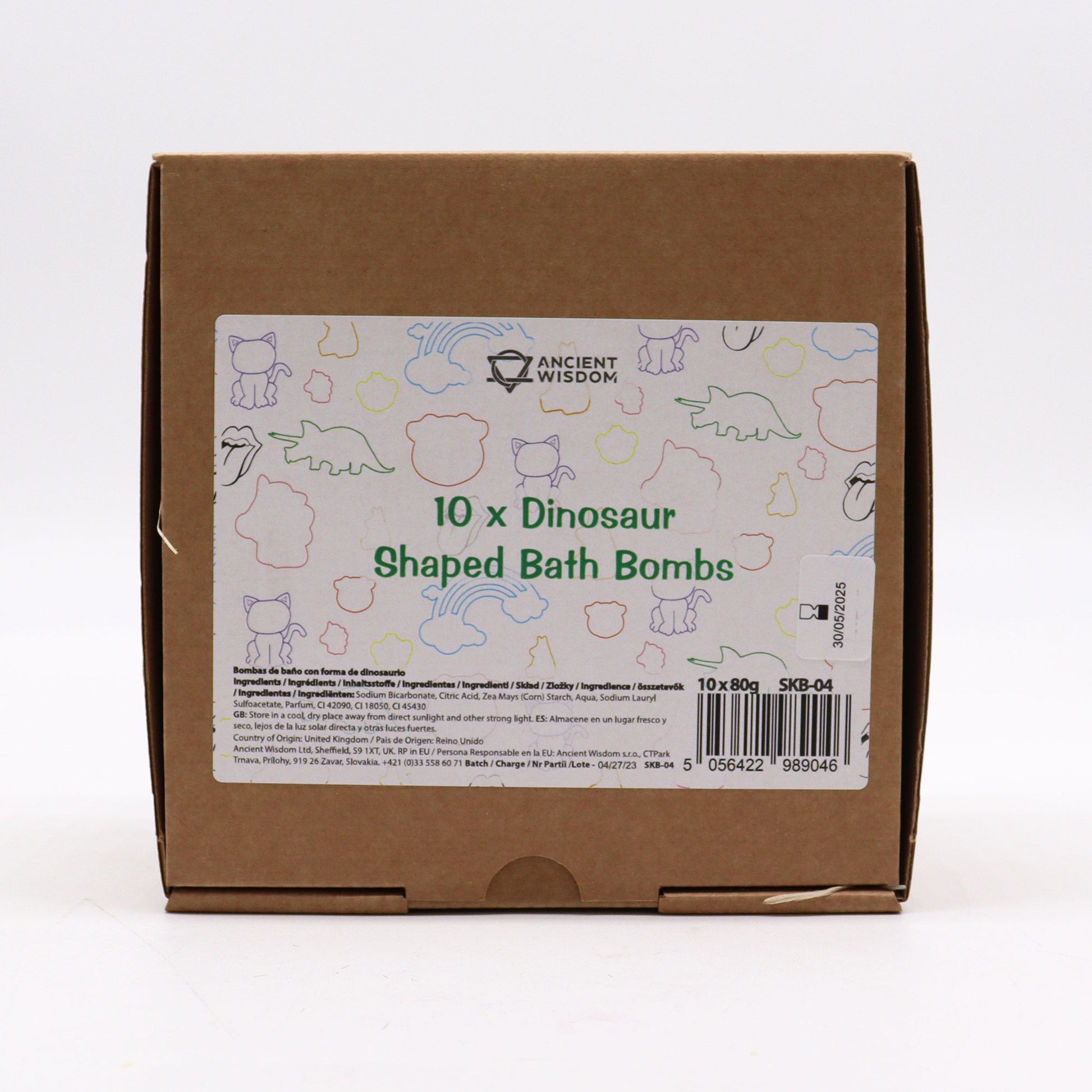 Colorful dinosaur-shaped bath bomb for kids by The Bliss Co, designed for fun and relaxing bath time.