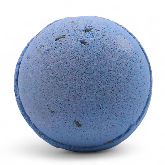Set of 3 jumbo lavender and seed bath bombs by The Bliss Co, each 180g, with lavender and seed details visible.
