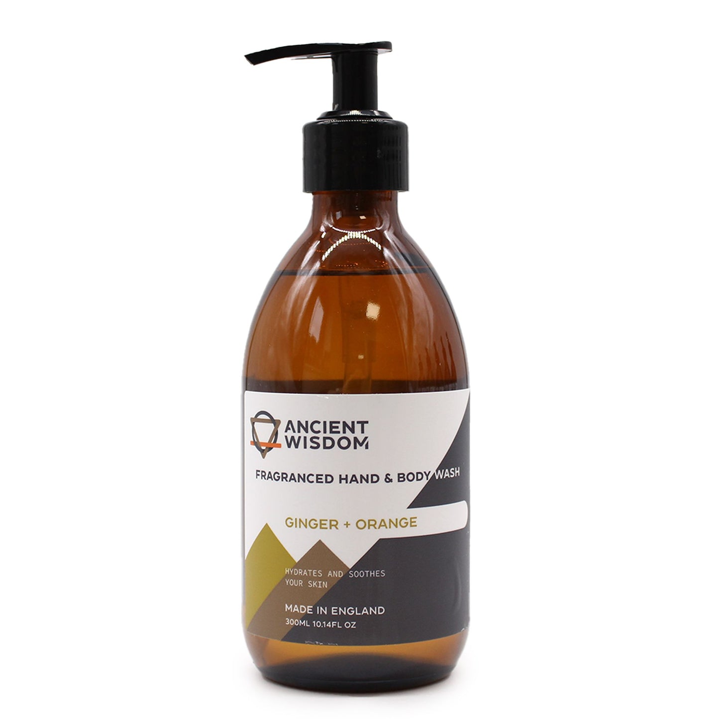 Fragranced Ginger & Orange Hand and Body Wash by The Bliss Co in a 300ml bottle, showing the liquid soap with fresh citrus scent.