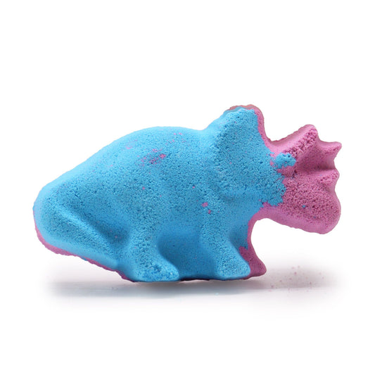 Colorful Dinosaur Bathbomb for kids, shaped bath bomb with vibrant design, 80g size, by The Bliss Co.