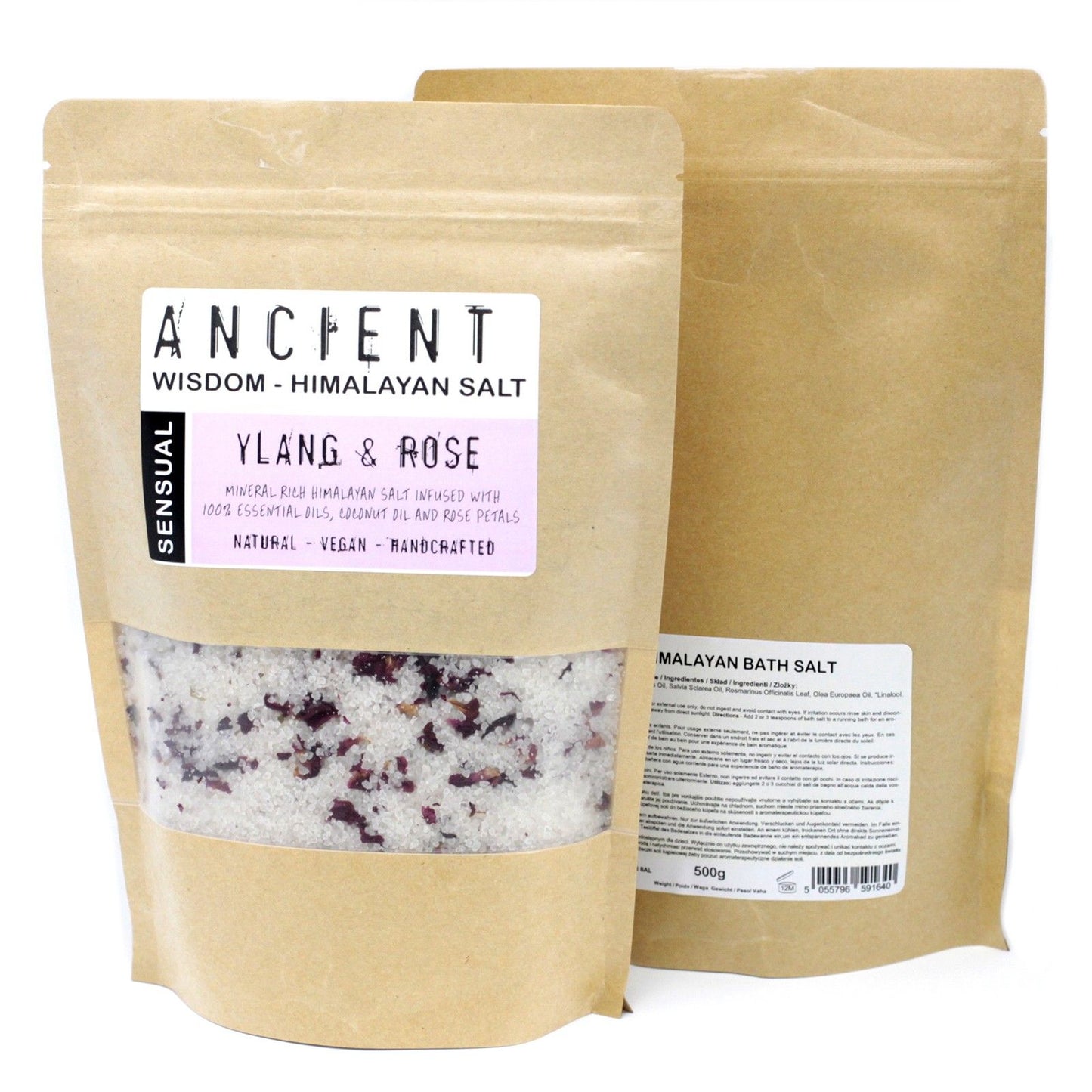 Himalayan Bath Salt Blend 500g by The Bliss Co, showcasing a jar of pink Himalayan bath salts with a natural, soothing appearance.