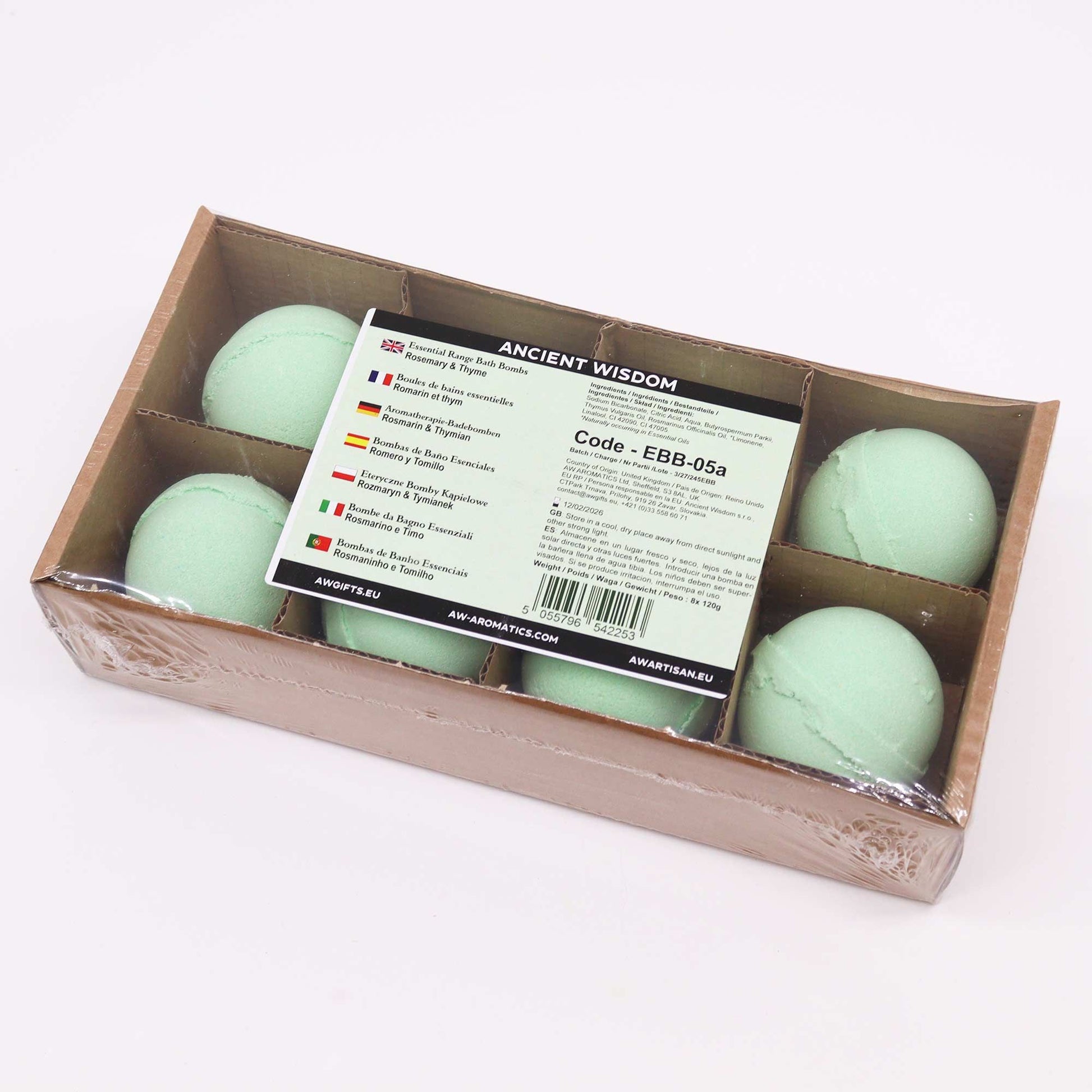 Essential Oil Bath Bomb with rosemary and thyme by The Bliss Co, showcasing a colorful, aromatic bath bomb for relaxing baths.