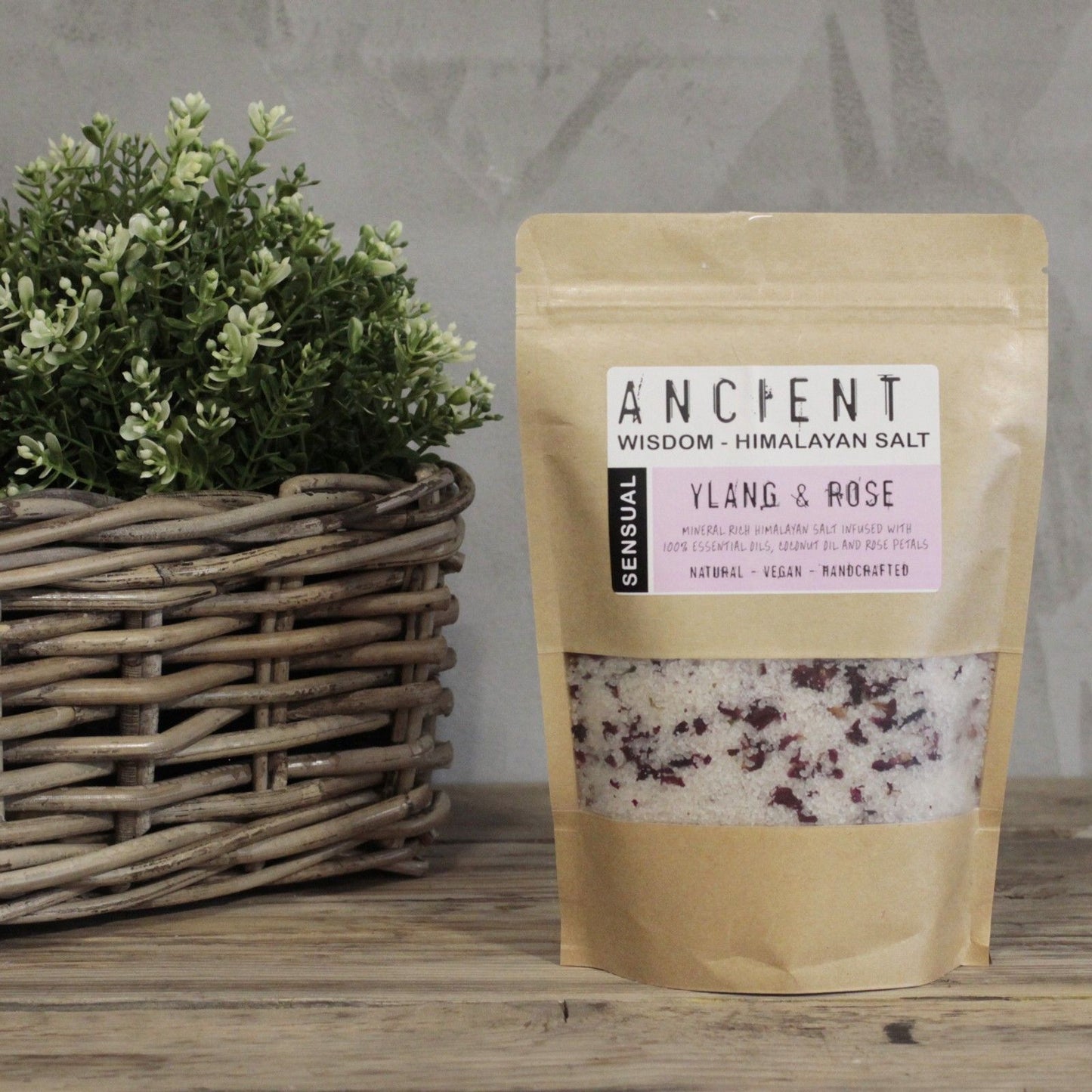 Himalayan Bath Salt Blend 500g by The Bliss Co, showcasing pink mineral-rich bath salts in a jar for a relaxing spa experience