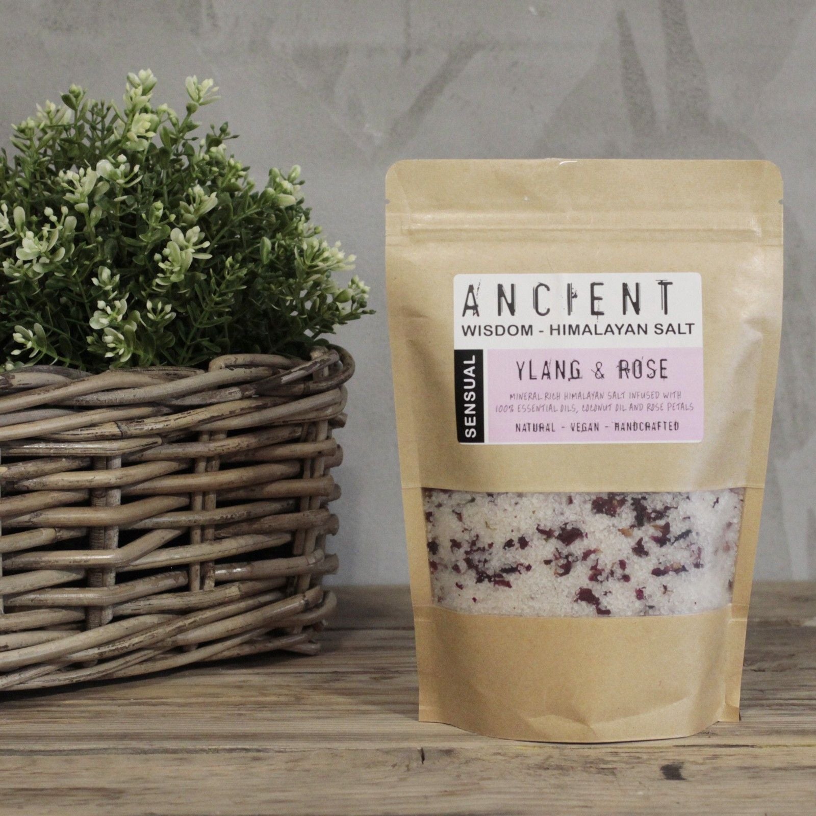 Himalayan Bath Salt Blend 500g by The Bliss Co, showcasing pink mineral-rich bath salts in a jar for a relaxing spa experience