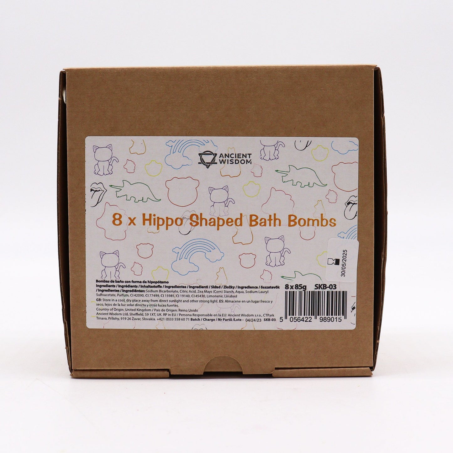 Colorful Hippo-shaped bath bomb for kids by The Bliss Co, 85g, designed for fun bath time experiences