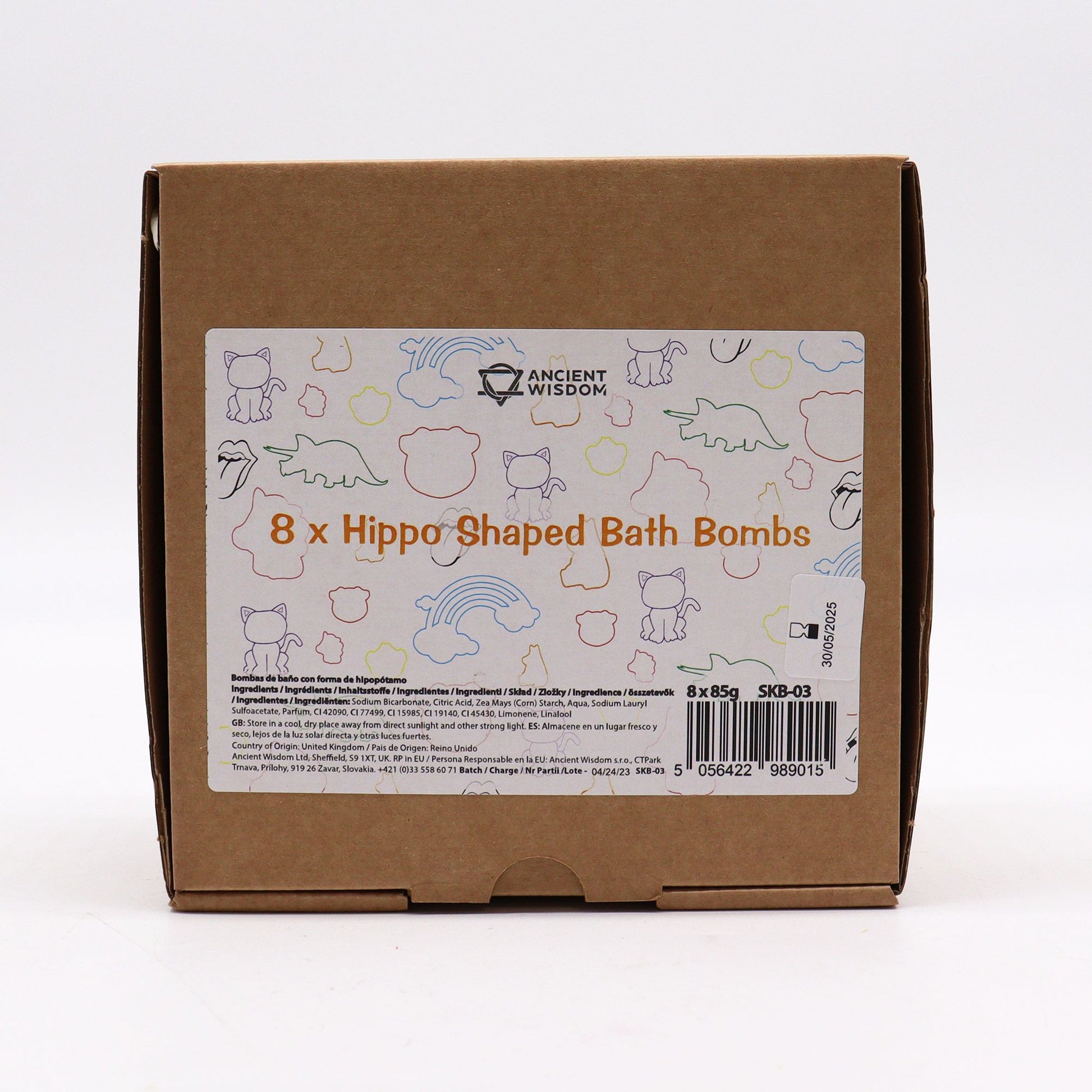 Colorful Hippo-shaped bath bomb for kids by The Bliss Co, 85g, designed for fun bath time experiences