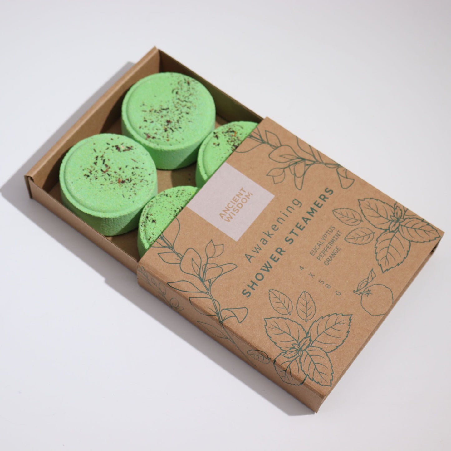 Zen Shower Steamers from The Bliss Co Therapy Wellness Gift Set, including awakening aromatherapy shower steamers in a colorful set.