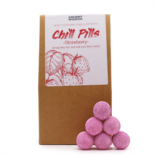 Chill Pills Gift Pack 350g by The Bliss Co featuring strawberry-flavored chill pill candies in a colorful gift box.