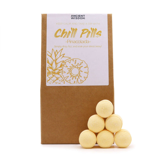 Chill Pills Gift Pack 350g by The Bliss Co featuring pinacolada flavored relaxation candies in a colorful gift box.