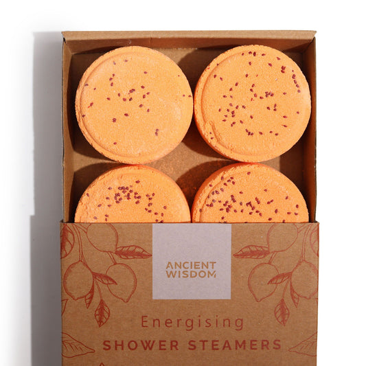 The Bliss Co Zen Shower Steamers Therapy Wellness Gift Set featuring energising shower steamers arranged in a set.