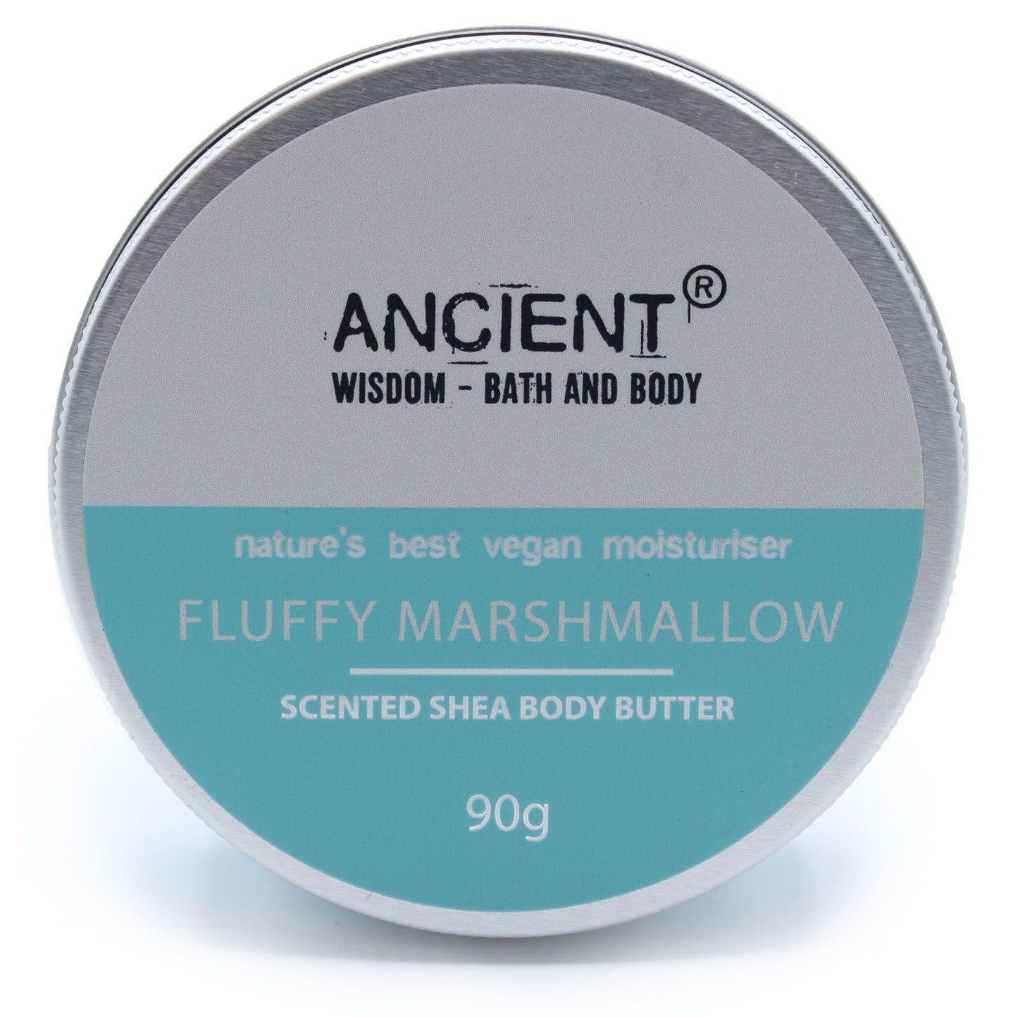Scented Shea Body Butter by The Bliss Co in 90g container, featuring fluffy marshmallow fragrance and creamy texture.