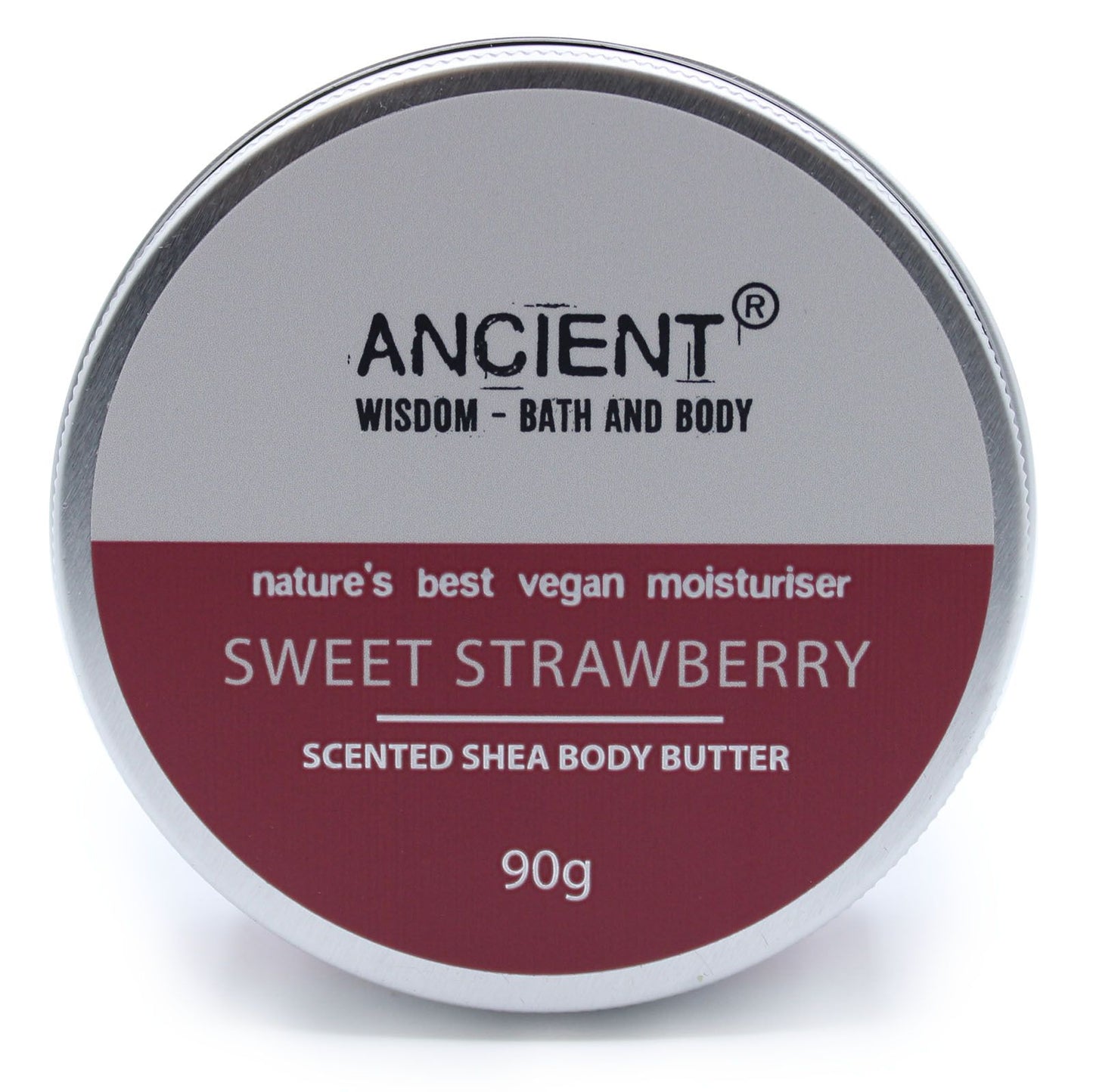 Scented Shea Body Butter by The Bliss Co in 90g jar, featuring a sweet strawberry fragrance and creamy texture.