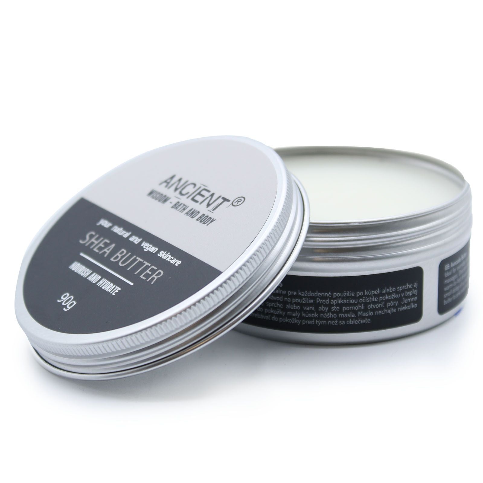 Pure body butter by The Bliss Co with shea butter in a 90g jar, showcasing a smooth, creamy texture for nourishing skin.