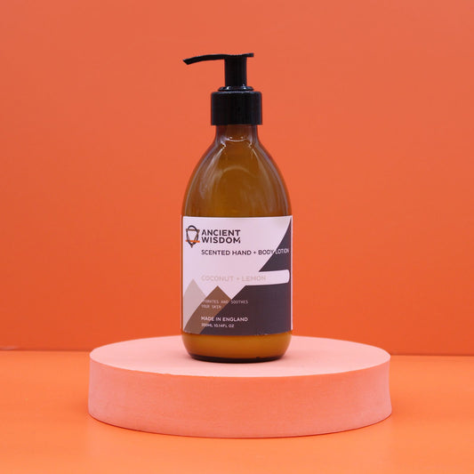 The Bliss Co Coconut & Lemon Fragranced Hand & Body Lotion 300ml bottle with a tropical scent and lemon accents.