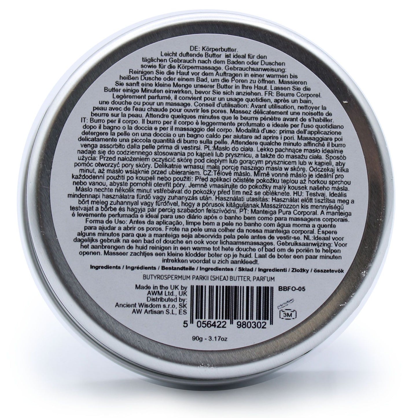 Scented Shea Body Butter by The Bliss Co in 90g container, featuring a rich, creamy texture and sweet strawberry fragrance.