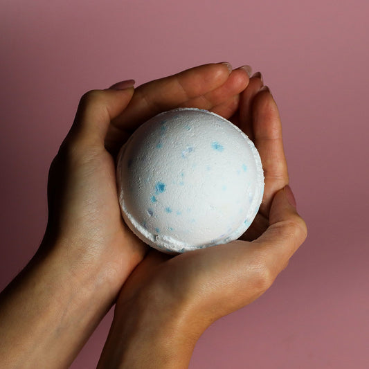 Set of three jumbo Ocean bath bombs by The Bliss Co, each 180g, with vibrant blue and green colors and ocean-themed design.