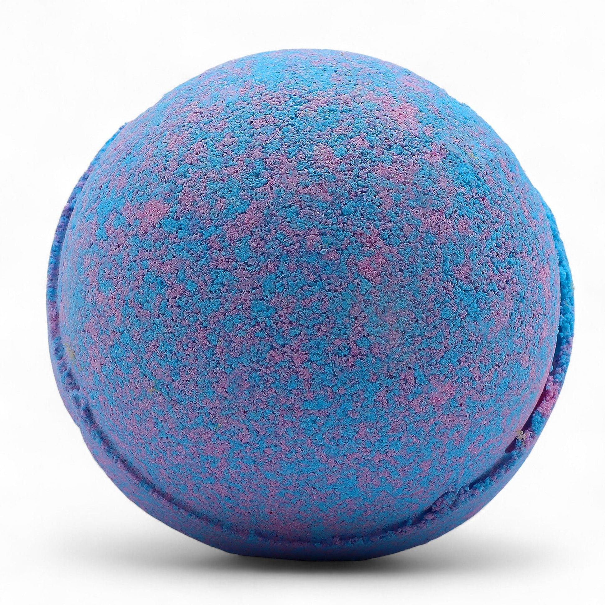 Set of 3 jumbo baby powder scented bath bombs from The Bliss Co, each 180g, with pastel colors and soothing textures.