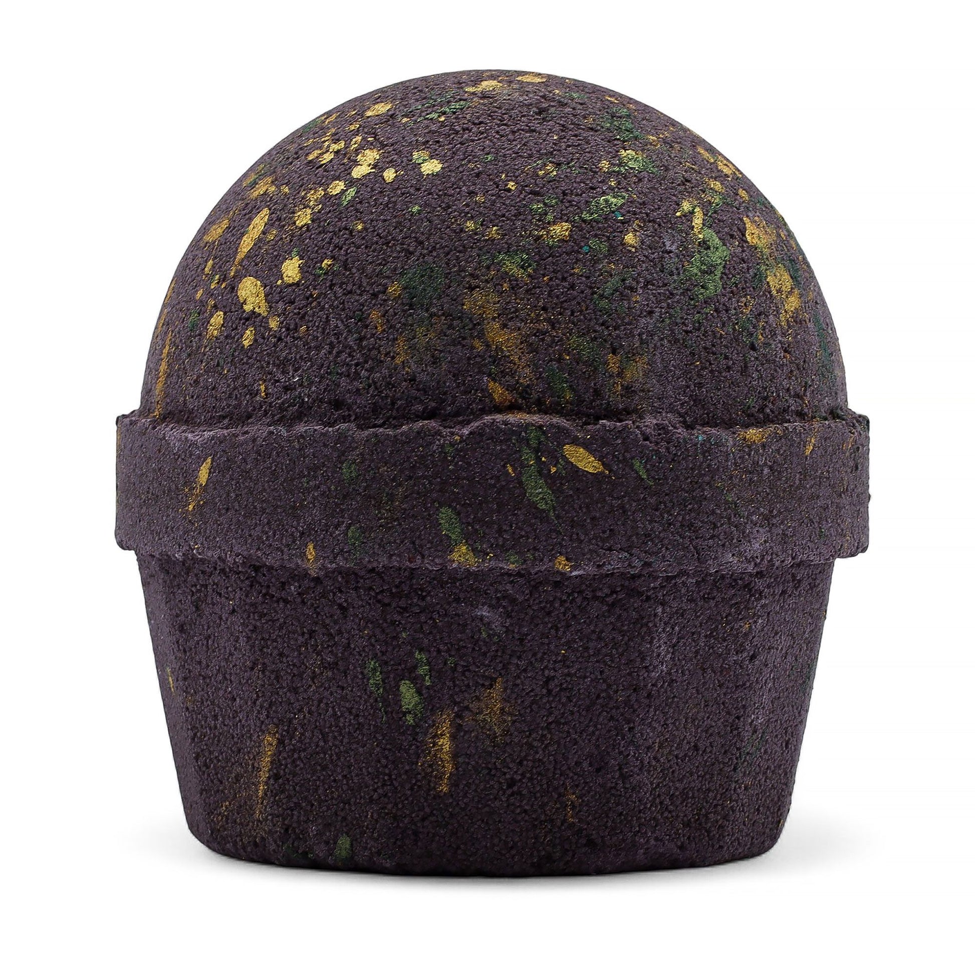 Dubai Bath Bomb by The Bliss Co, emerald oudh truffle scent, jumbo 180g bath bomb with vibrant green color in a spa setting.