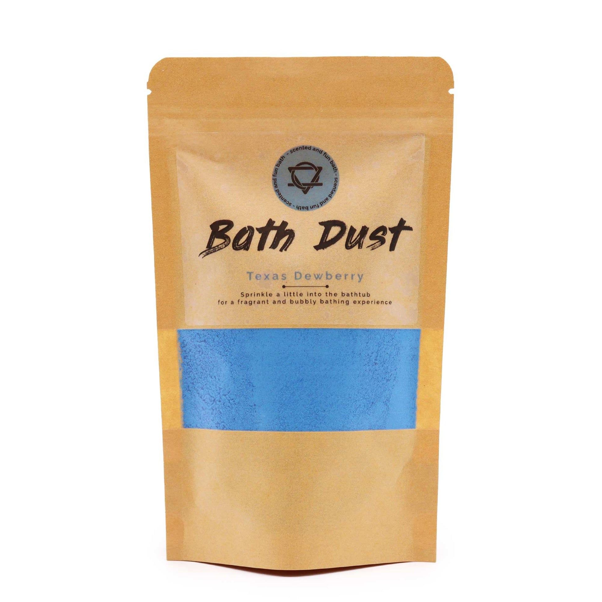 Texas Dewberry Bath Dust by The Bliss Co in 190g jar, showcasing the elegant packaging and natural bath dust product.