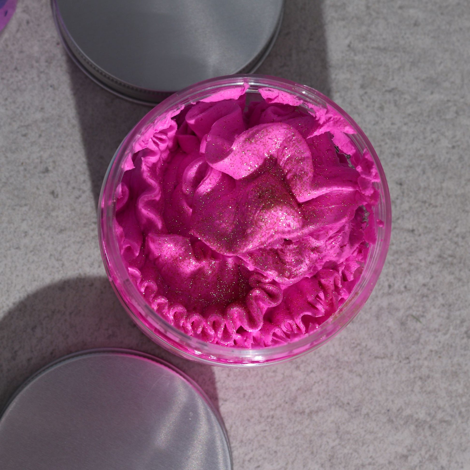 Pink Charlotte whipped soap from The Bliss Co, 120g, creamy, fluffy texture ideal for gentle cleansing and moisturizing.