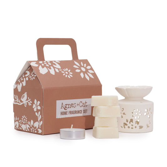 Agnes + Cat Moroccan fragrance gift set by The Bliss Co with perfume bottles and elegant packaging.